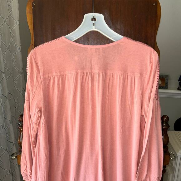 New Haute Hippie Shirt Top Small Pink Button Lightweight Pleating peasant boho - Picture 7 of 9